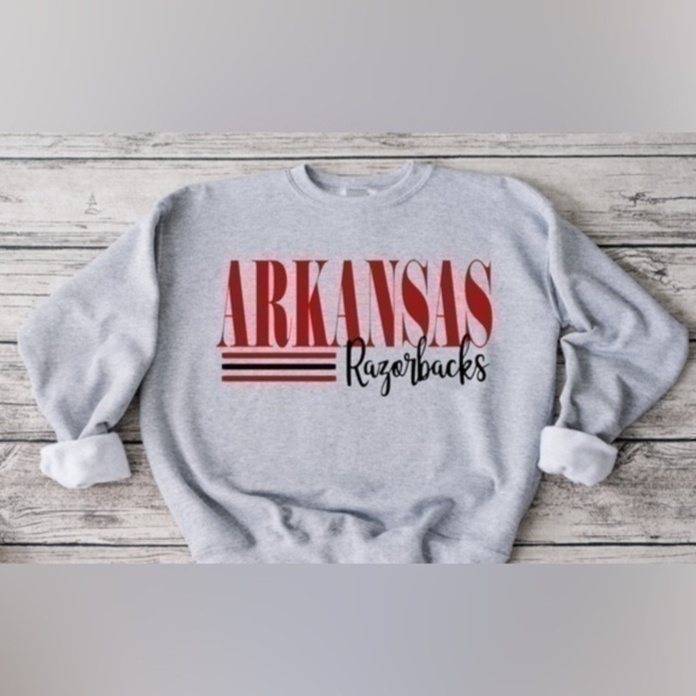 Arkansas Striped Crewneck